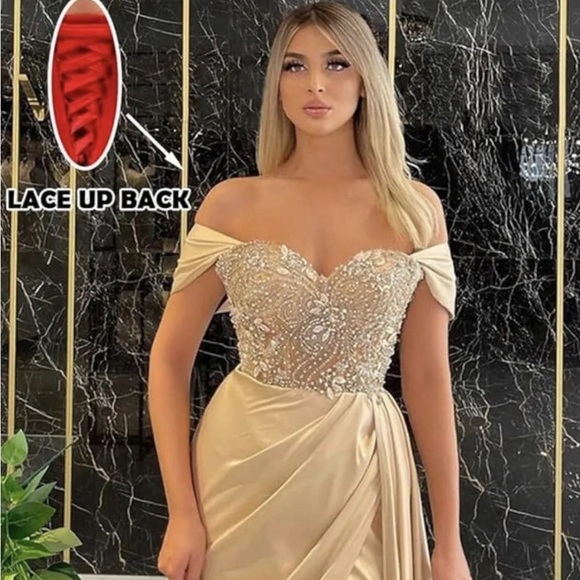 Off Shoulder Beaded    Mermaid Prom Dress , Green, size 18 and size 20 - Picture 11 of 11